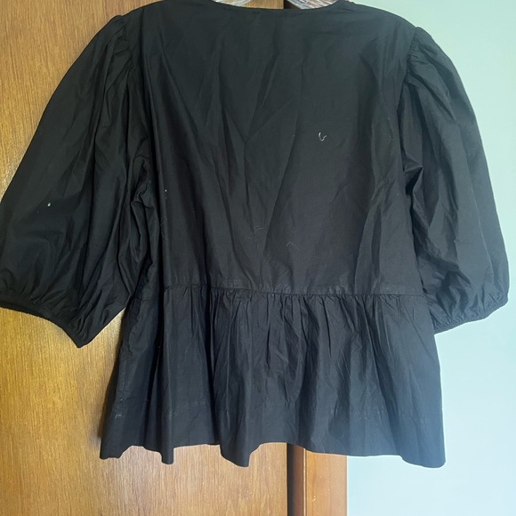 Ganni Black Puff Sleeve Blouse - Picture 3 of 8